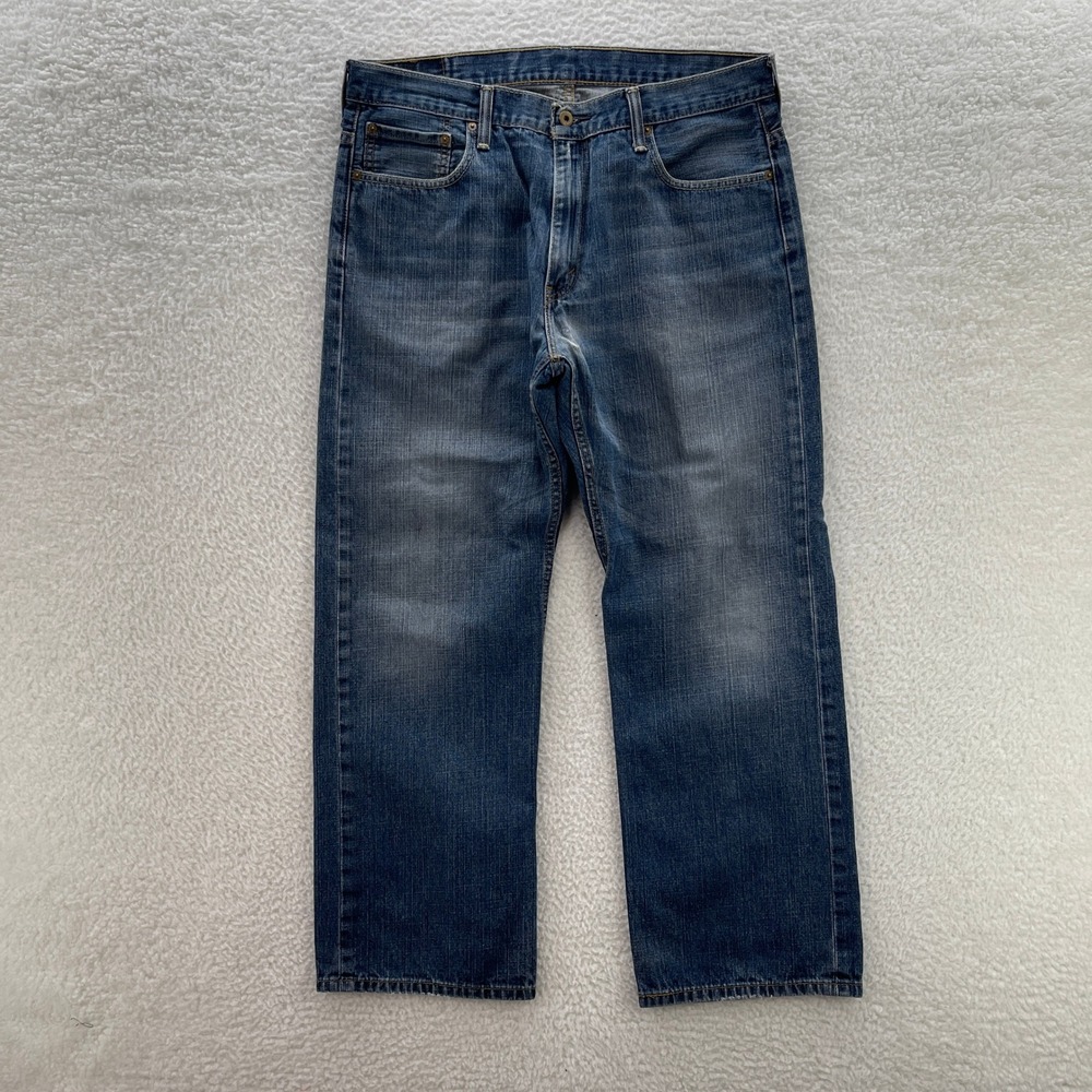 Levis 569 Jeans Mens 36x32 Blue Loose Straight Leg Denim Grunge Y2K Skater Faded